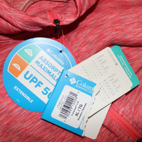 Columbia Outerspaced™ III Full Zip Sweater Top Peach Heathered UPF 50 Omni-Shade - Picture 5 of 8